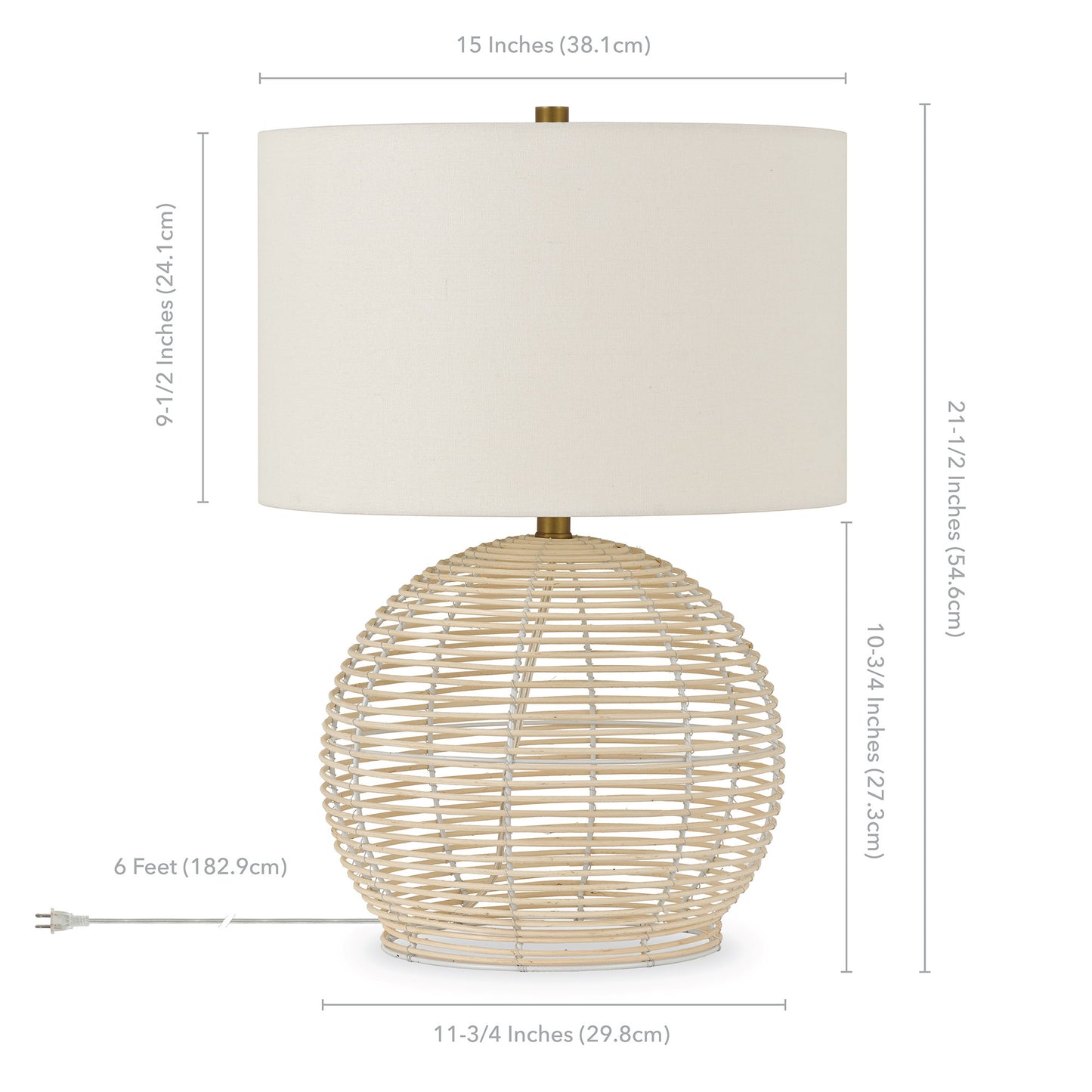 Natural Rattan Table Lamp w/ Shade