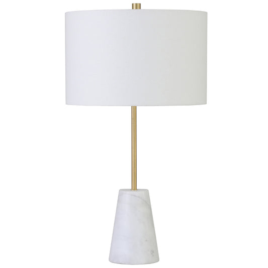 Gold & White Marble Table Lamp w/ Shade