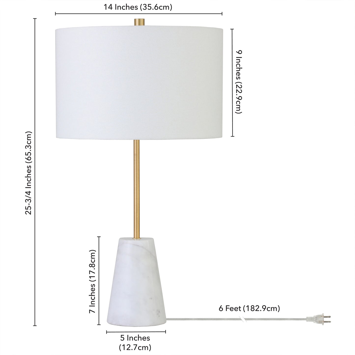 Gold & White Marble Table Lamp w/ Shade