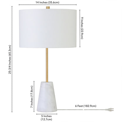Gold & White Marble Table Lamp w/ Shade