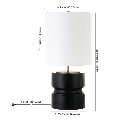 Beige & Gold Geometric Table Lamp w/ Shade
