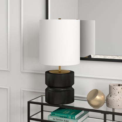 Beige & Gold Geometric Table Lamp w/ Shade