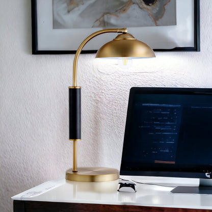 Gold & Black Desk Table Lamp w/ Shade