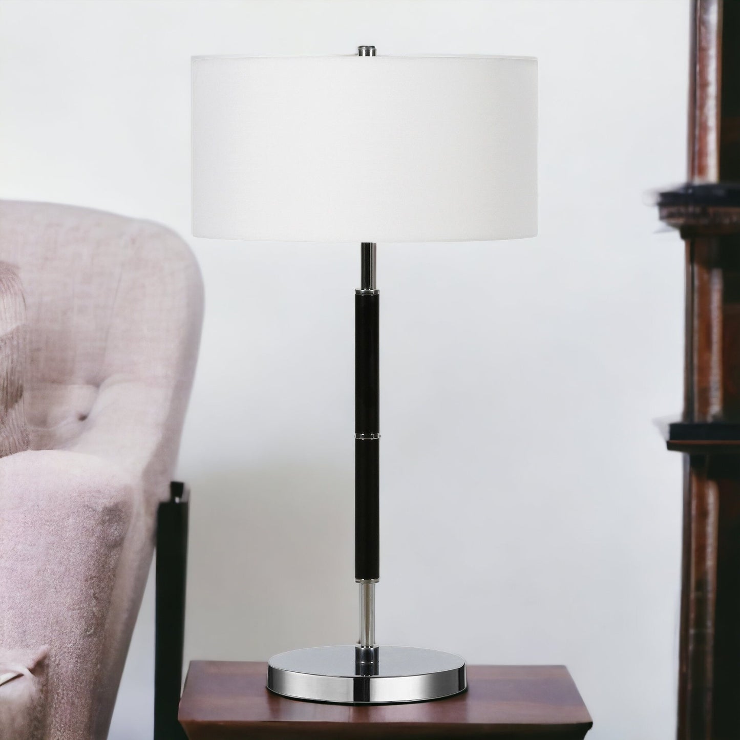 Black & Silver Two Light Table Lamp w/ Shade