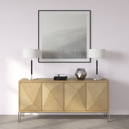 Black & Silver Two Light Table Lamp w/ Shade