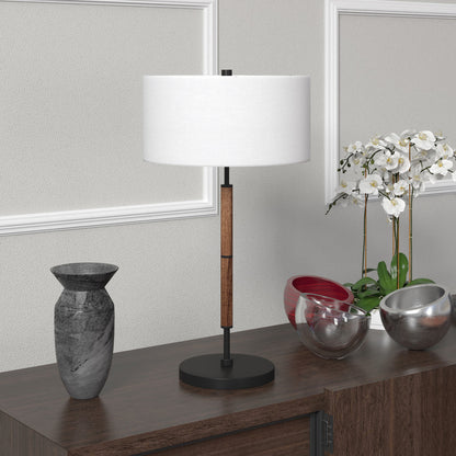 Brown & Black Two Light Table Lamp w/ Shade