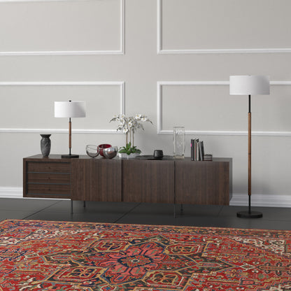 Brown & Black Two Light Table Lamp w/ Shade