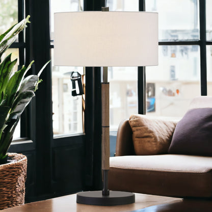 Brown & Black Two Light Table Lamp w/ Shade