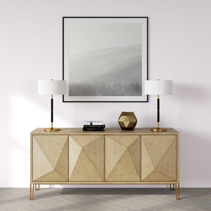 Black & Gold Two Light Table Lamp w/ Shade