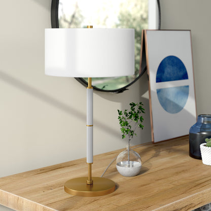Gray & Gold Two Light Table Lamp w/ Shade