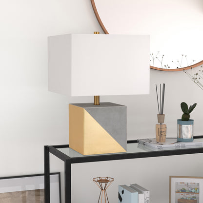 Gray & Gold Concrete Table Lamp w/ Shade