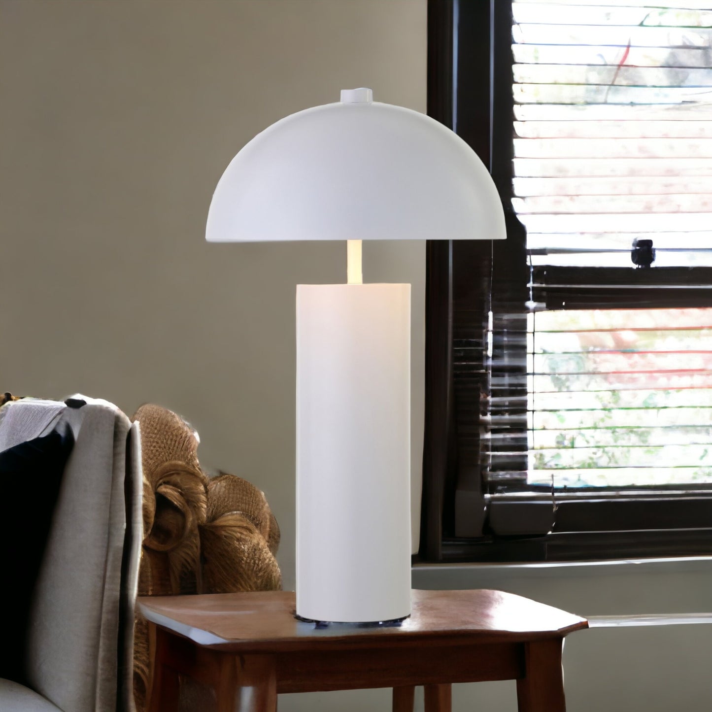 White Table Lamp w/ White Shade