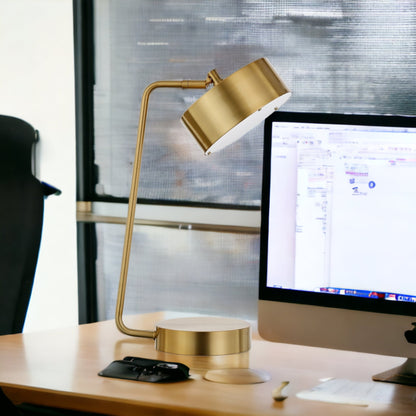 Brass Desk Table Lamp w/ Brass Shade