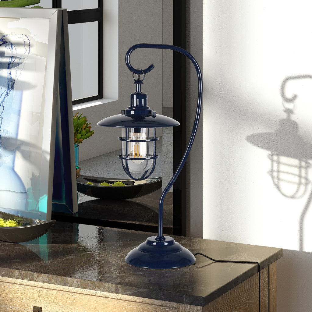 Navy Blue Table Lamp w/ Navy Blue Cage Shade