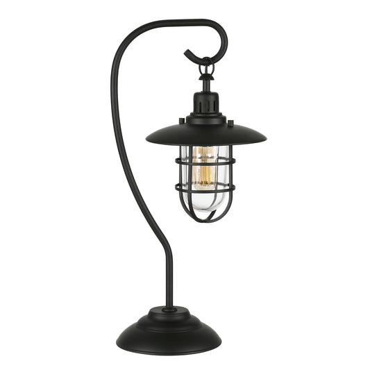 Black Table Lamp w/ Black Cage Shade