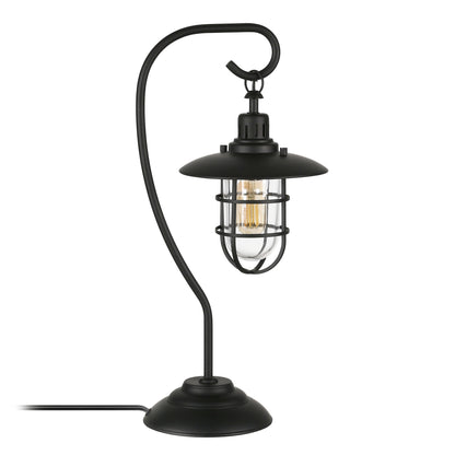 Black Table Lamp w/ Black Cage Shade