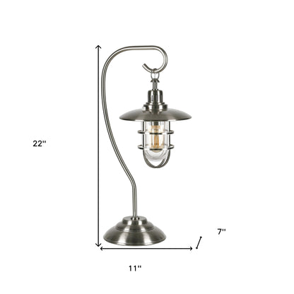 Nickel Table Lamp w/ Nickel Cage Shade
