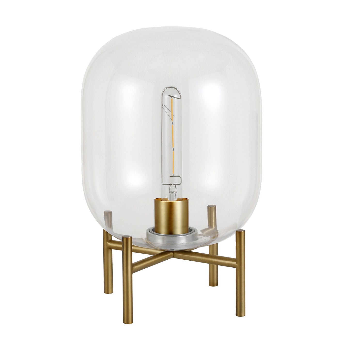 Brass Table Lamp w/ Clear Shade