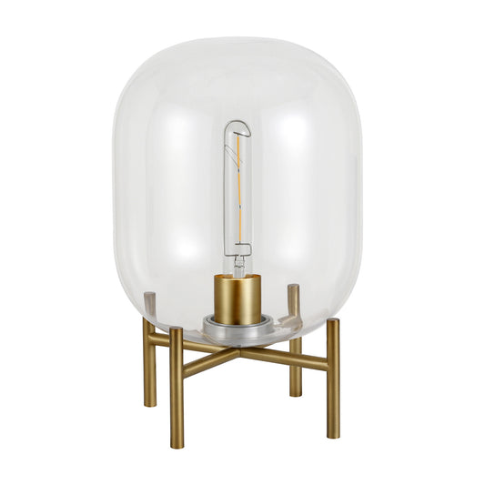 Brass Table Lamp w/ Clear Shade
