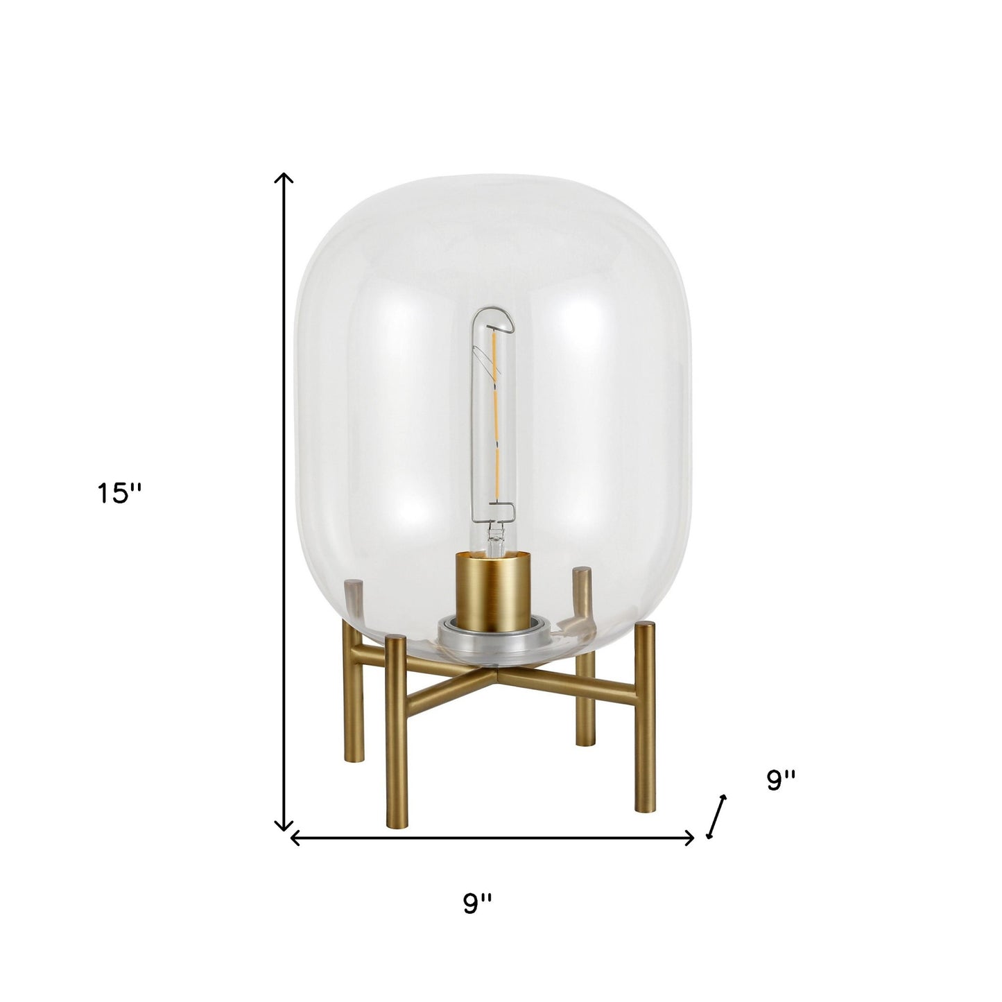 Brass Table Lamp w/ Clear Shade