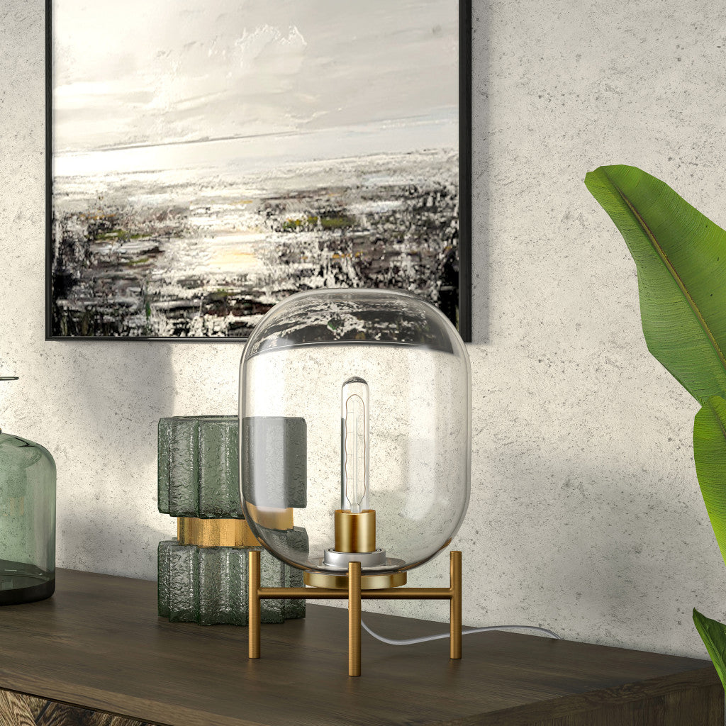 Brass Table Lamp w/ Clear Shade