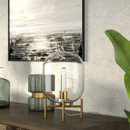 Brass Table Lamp w/ Clear Shade