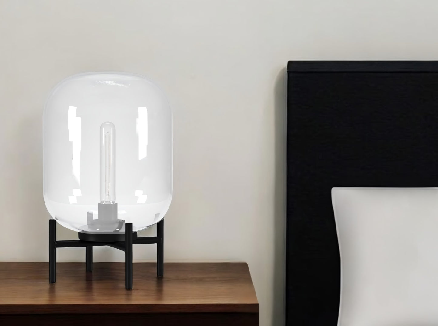 Black Table Lamp w/ Clear Shade
