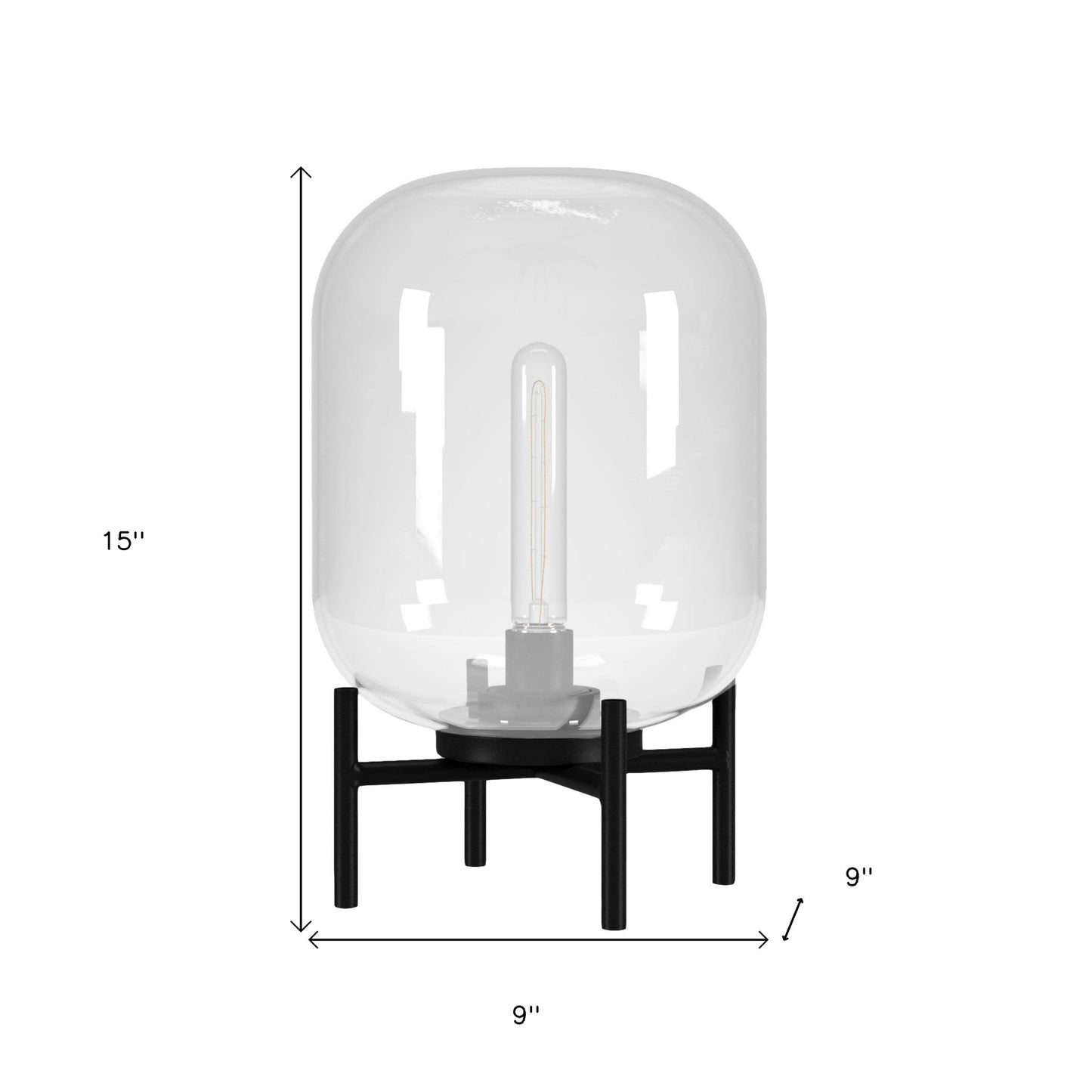 Black Table Lamp w/ Clear Shade