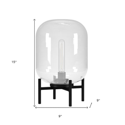 Black Table Lamp w/ Clear Shade