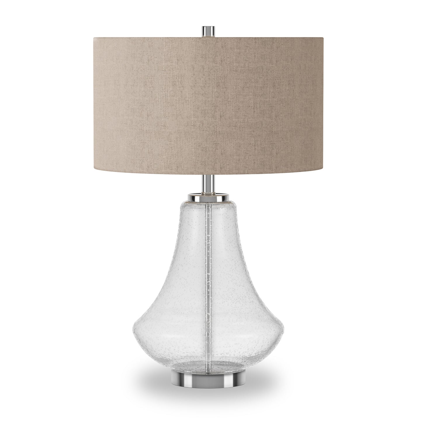 Nickel Glass Table Lamp w/ Flax Shade