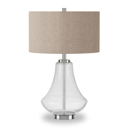Nickel Glass Table Lamp w/ Flax Shade