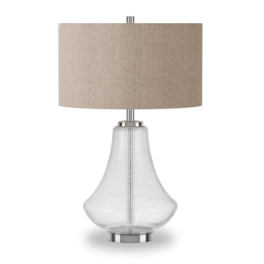 Nickel Glass Table Lamp w/ Flax Shade