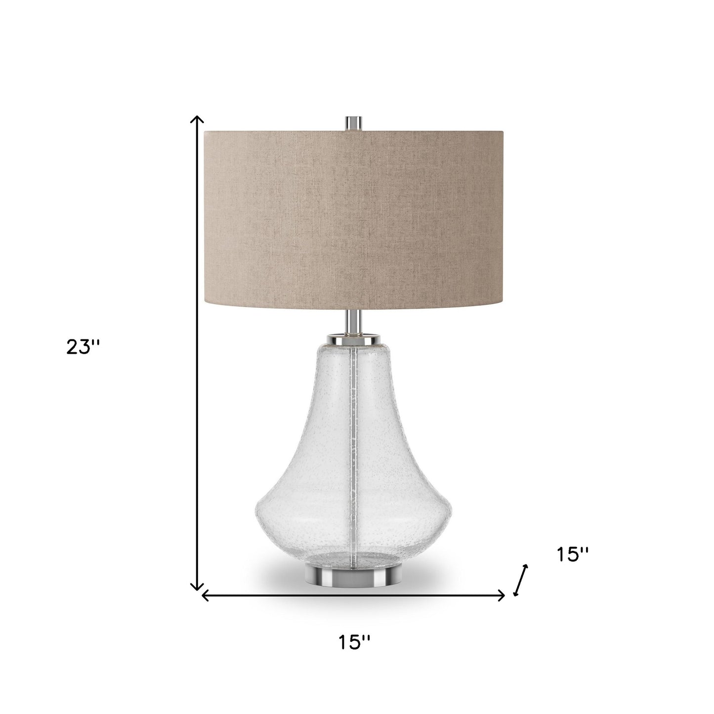 Nickel Glass Table Lamp w/ Flax Shade