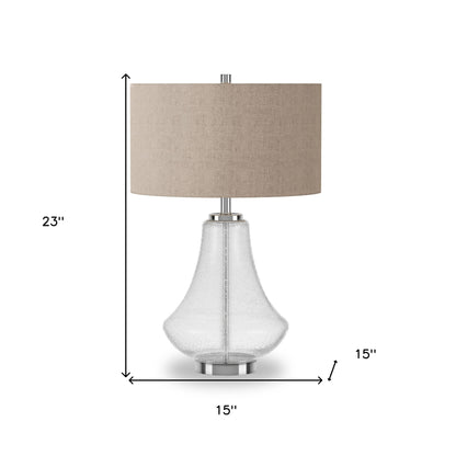 Nickel Glass Table Lamp w/ Flax Shade