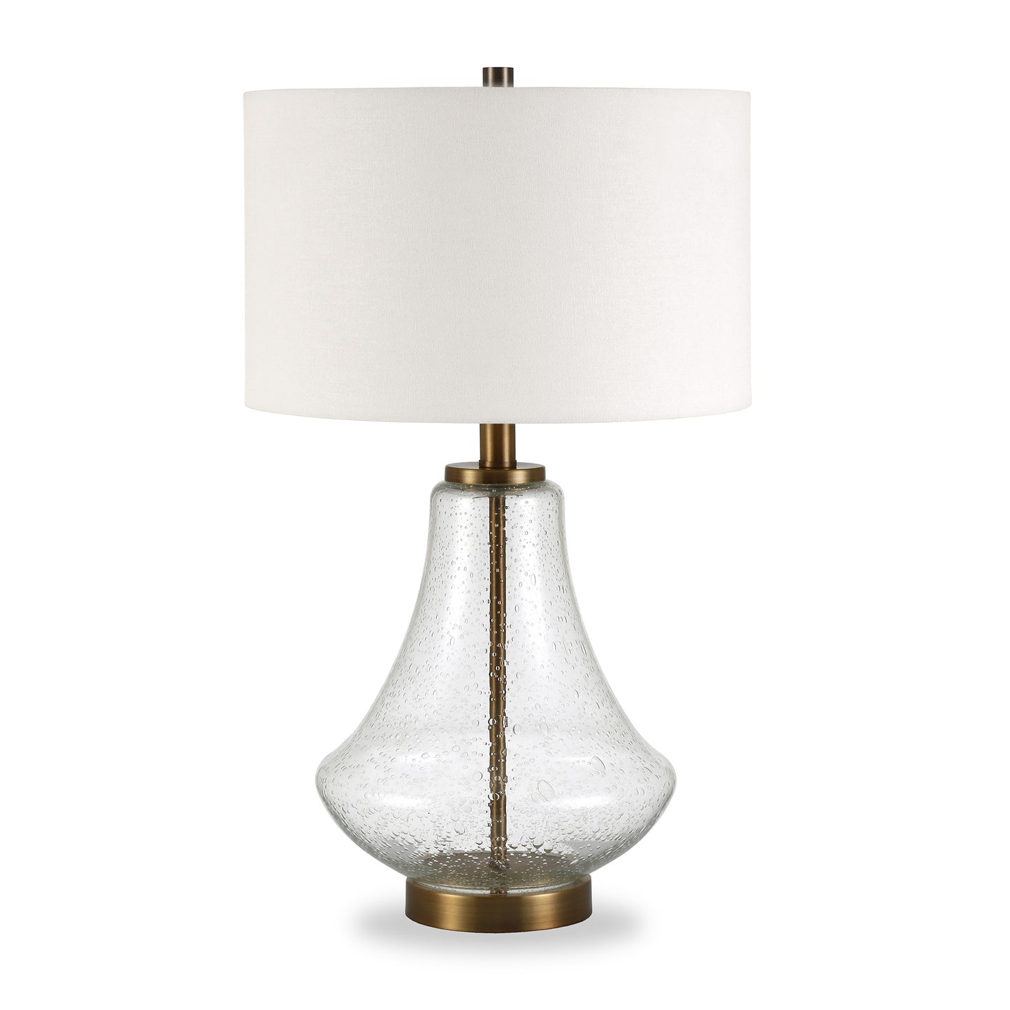 Brass Glass Table Lamp w/ Shade