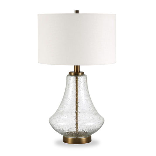 Brass Glass Table Lamp w/ Shade