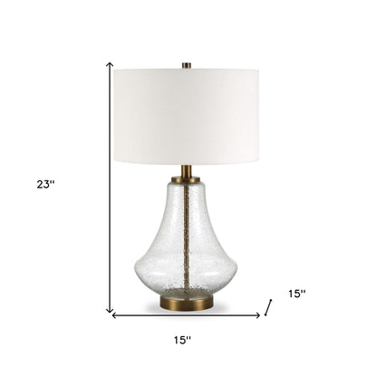 Brass Glass Table Lamp w/ Shade