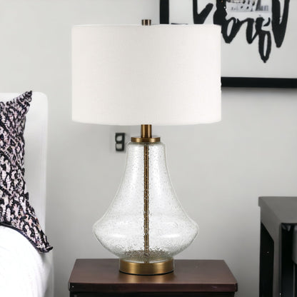 Brass Glass Table Lamp w/ Shade