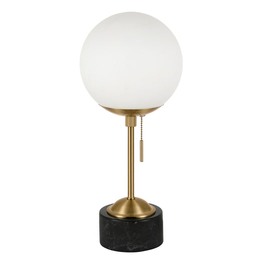 Black & Gold Marble Globe Table Lamp w/ Shade