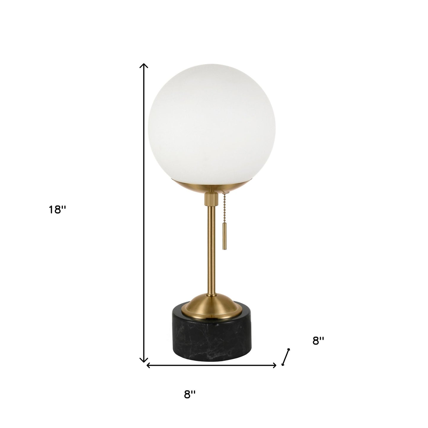 Black & Gold Marble Globe Table Lamp w/ Shade