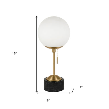 Black & Gold Marble Globe Table Lamp w/ Shade