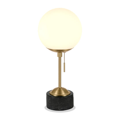 Black & Gold Marble Globe Table Lamp w/ Shade