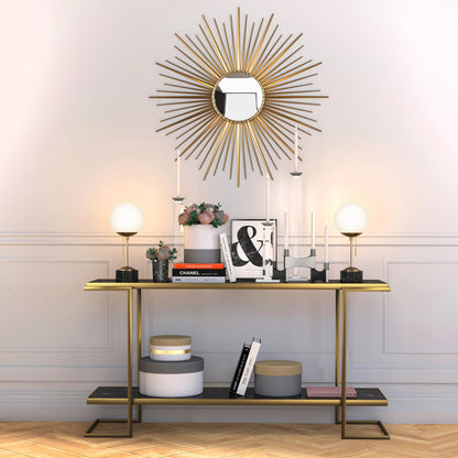 Black & Gold Marble Globe Table Lamp w/ Shade