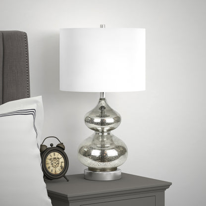 Silver Glass Gourd Table Lamp w/ Shade