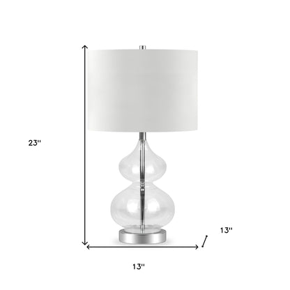 Clear Glass Gourd Table Lamp w/ Shade