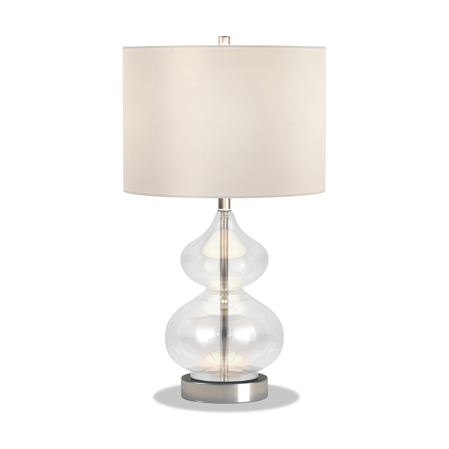 Clear Glass Gourd Table Lamp w/ Shade