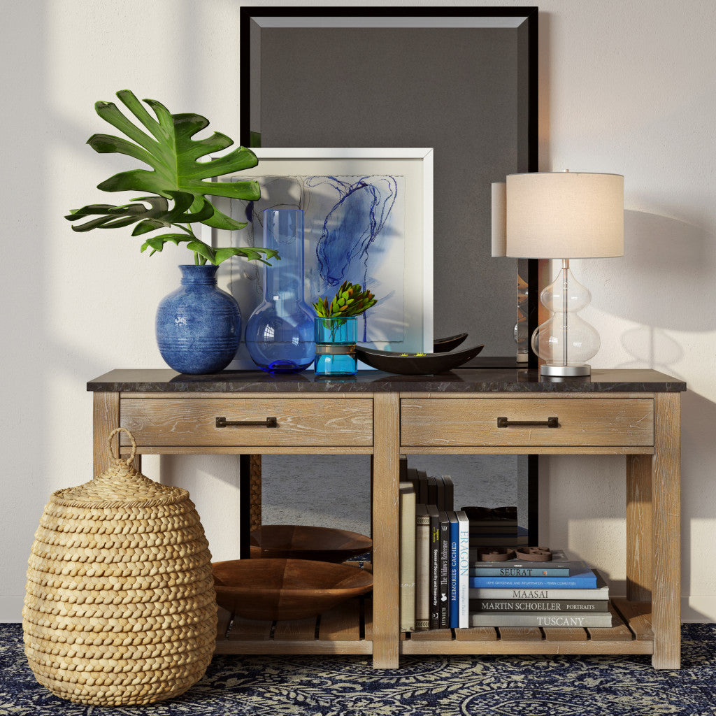 Clear Glass Gourd Table Lamp w/ Shade