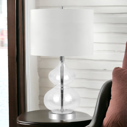 Clear Glass Gourd Table Lamp w/ Shade