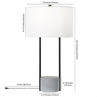 Gray & Black Concrete Table Lamp w/ Shade