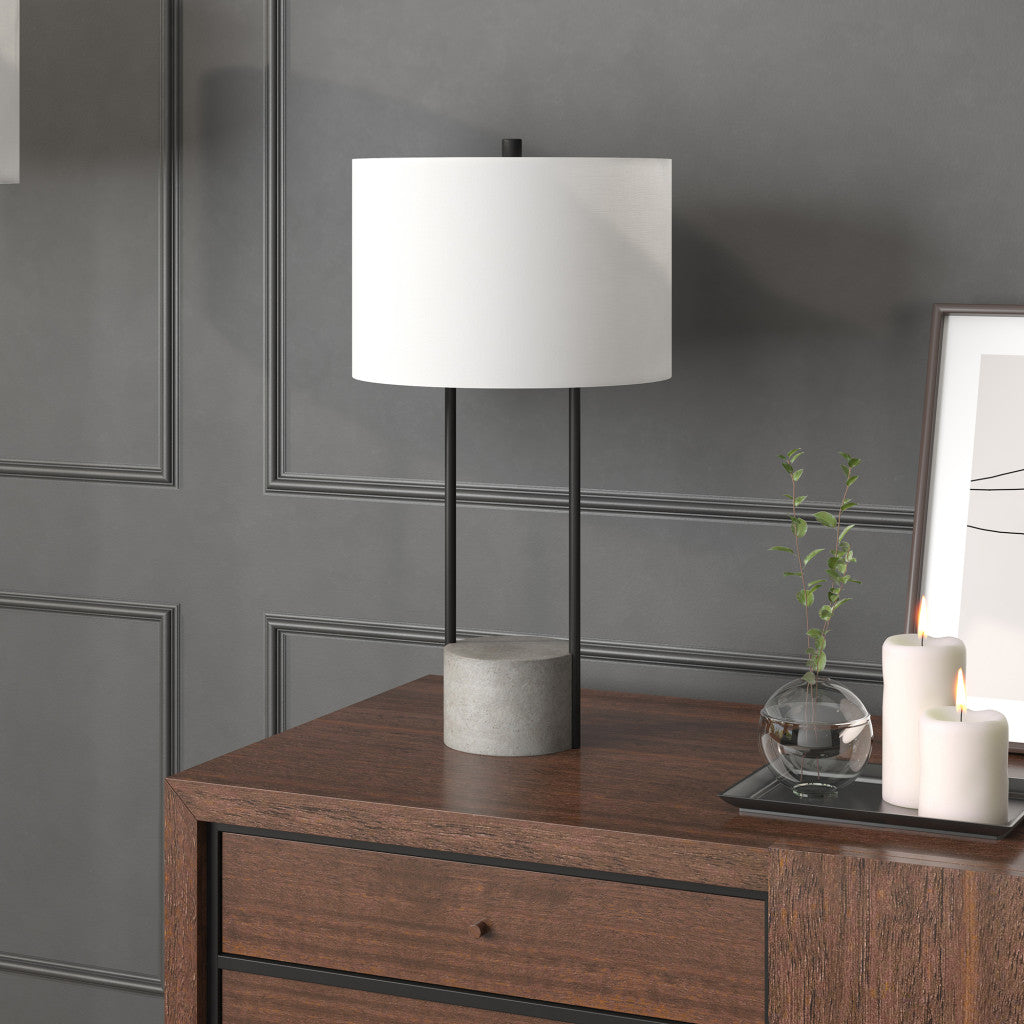 Gray & Black Concrete Table Lamp w/ Shade